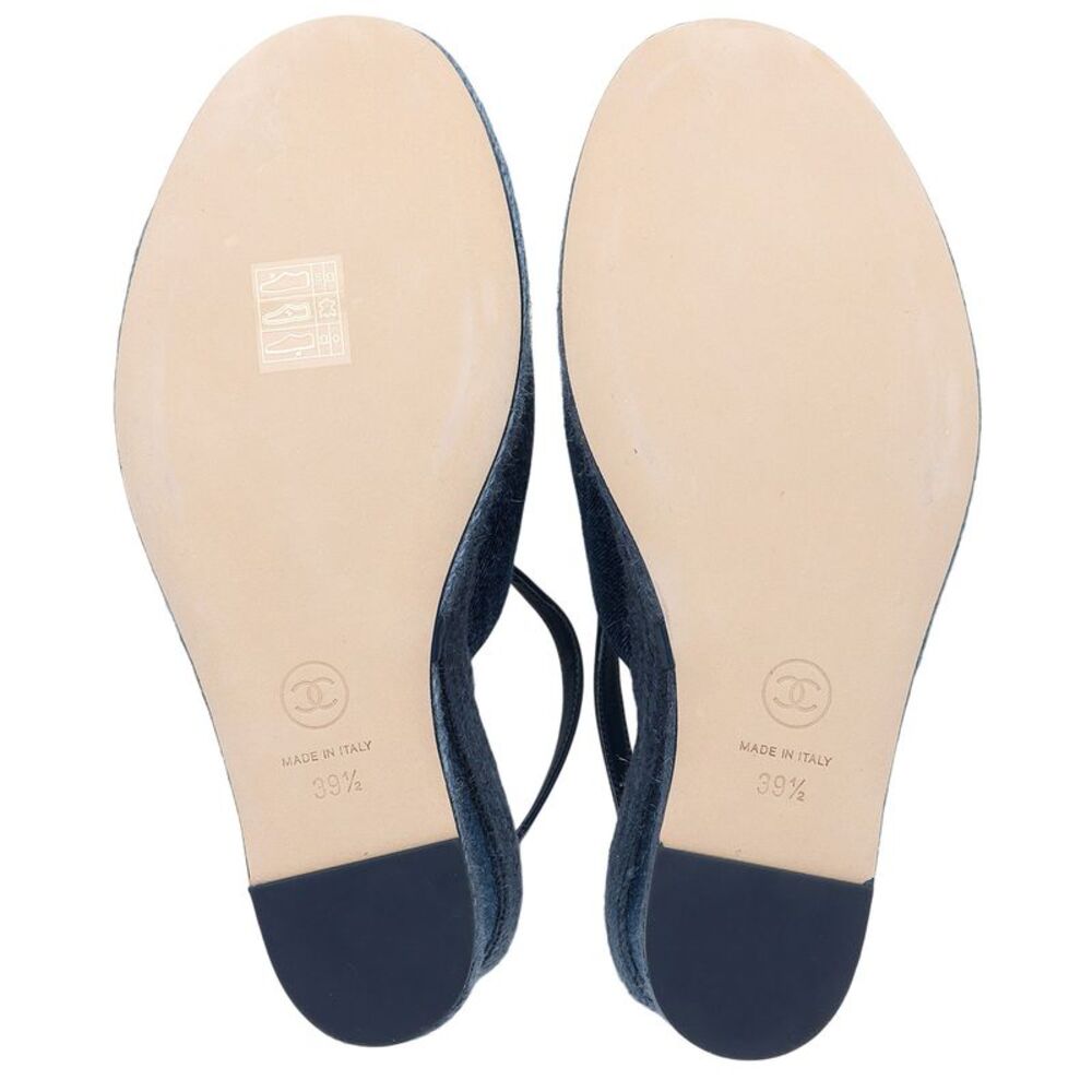 Chanel Washed Denim CC Wedge Sandals - Size 8.5 / 38.5 - Picture 6 of 8